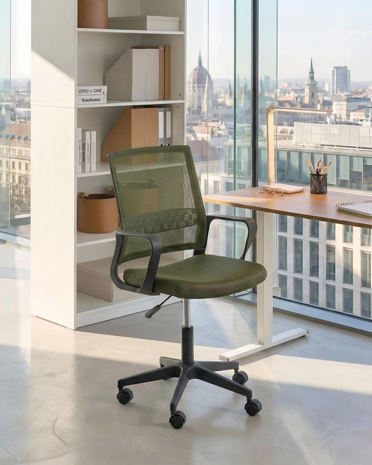 BÜROSTUHL Dunkelgrün Ease - Schwarz/Grün, Textil (54/94/54cm) - Beliani