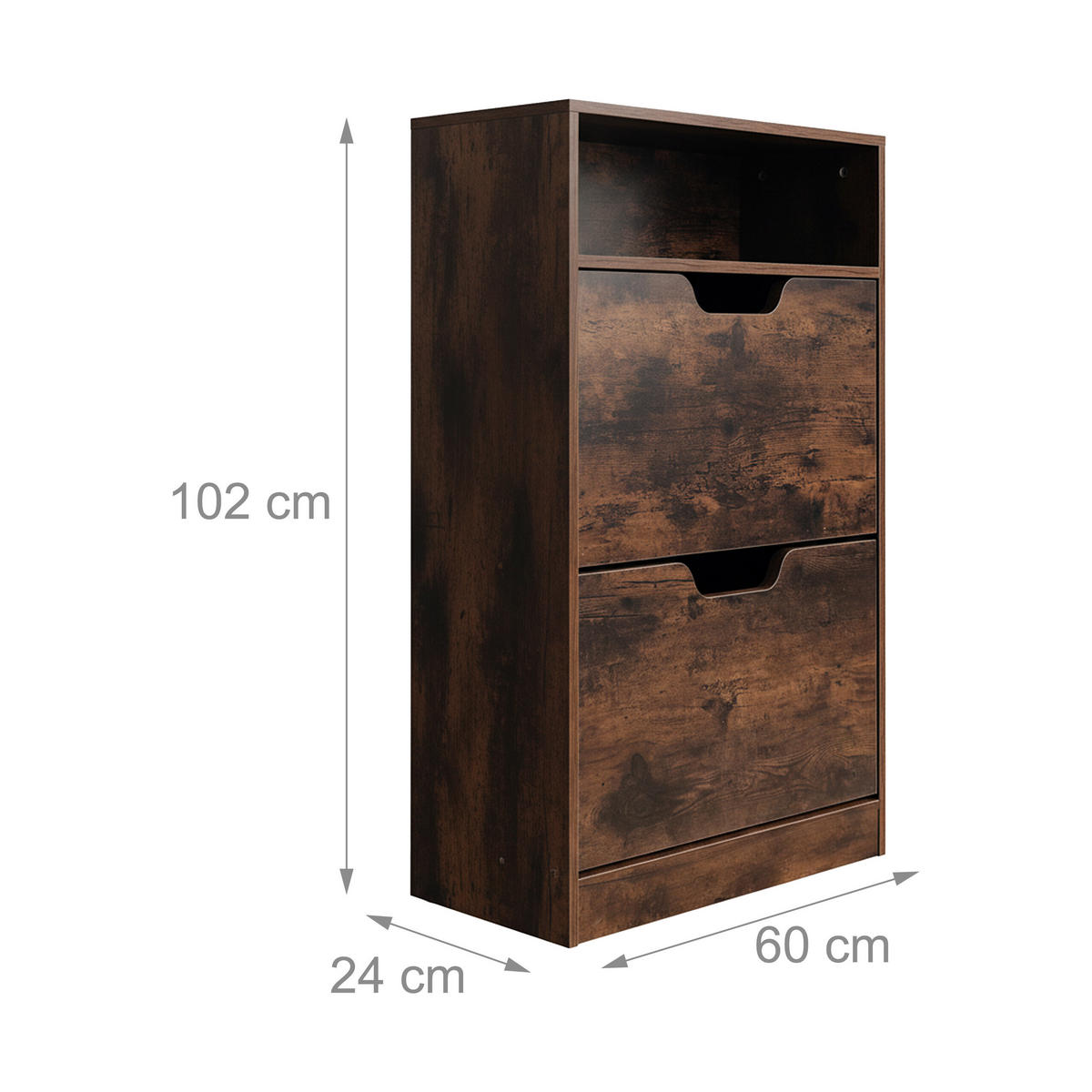 SCHUHSCHRANK - Dunkelbraun, Holzwerkstoff/Kunststoff (60/102/24cm) - Relaxdays