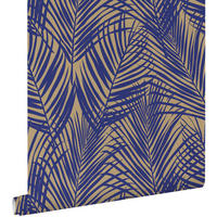 TAPETE Palmblätter 50 x 900 cm - Blau, Papier (50/900cm) - ESTAhome
