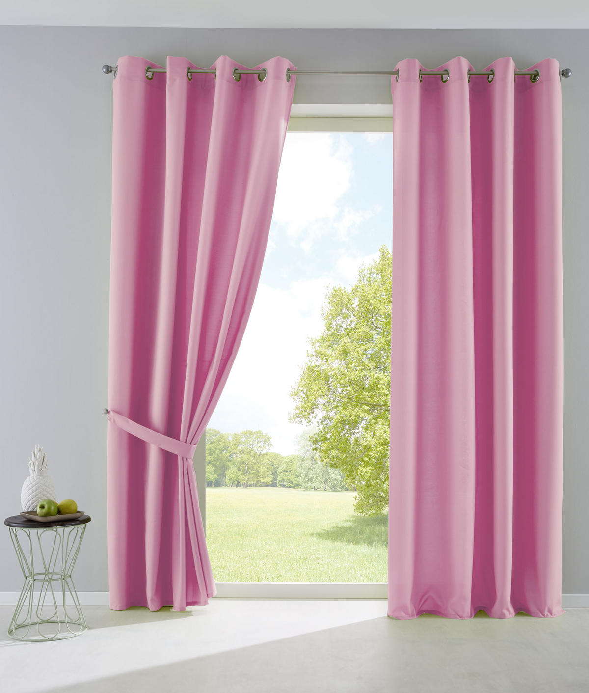 VORHANG 2ER SET PALERMO HxB 175x140 cm Rosa - Rosa, Textil (140/175cm) - Gardinenbox