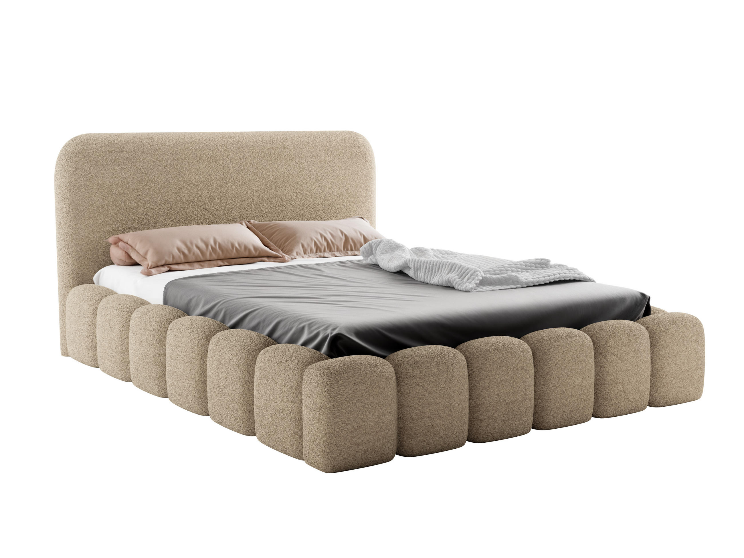 Luxkor24 Polsterbett Taupe 160x200 cm