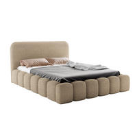 POLSTERBETT MONI 160x200 mit Bettkasten und Lattenrost – Bouclé Stoff MONTE Taupe - Weiß, Textil (160/200cm) - Luxkor24