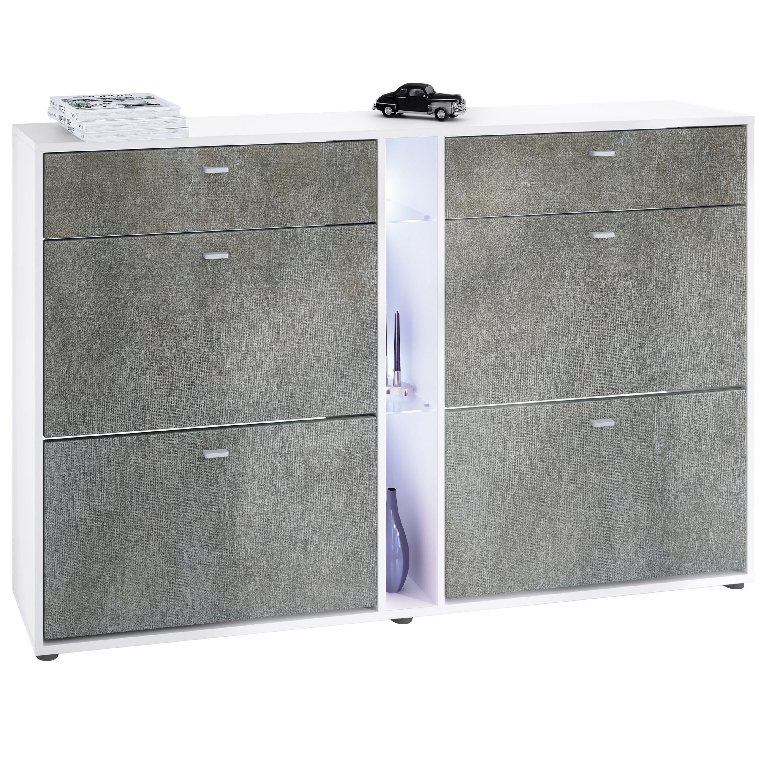 SCHUHSCHRANK Today Fronten in Braun meliert - Graubraun, Holzwerkstoff (155.5/95/28cm) - Vladon