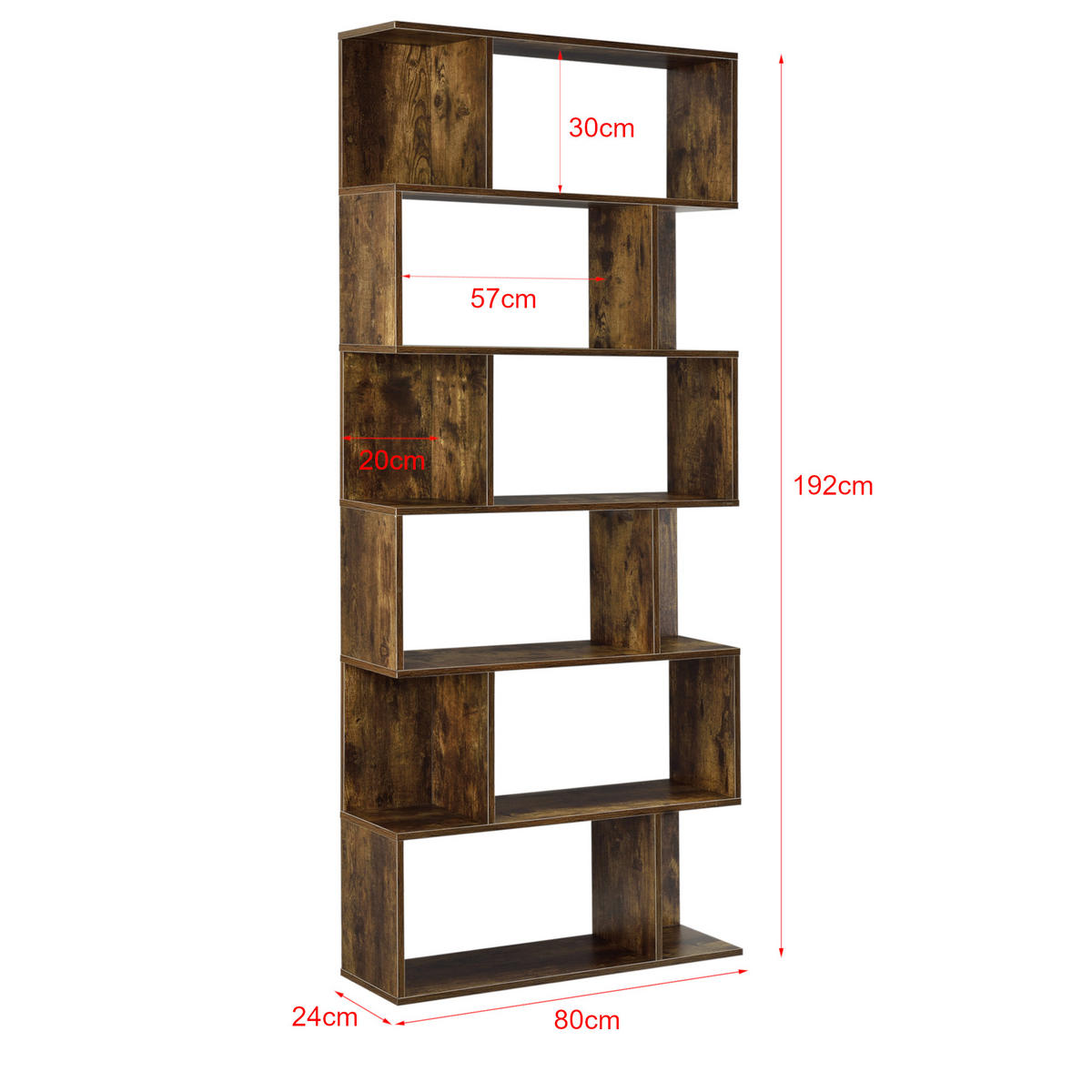 BÜCHERREGAL Borrby - Walnussfarben, Holzwerkstoff (80/192/24cm) - [en.casa]