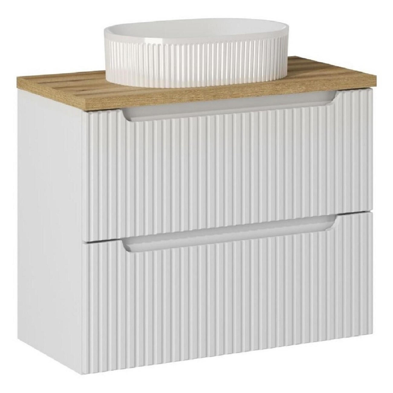 BADMÖBEL-SET 3 Teile - Nova White N BM37 in Weiß/Evoke Eiche - Eiche Wotan/Weiß, Holz (80/57/40cm)