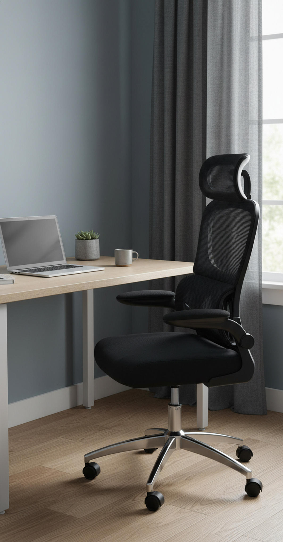 BÜROSTUHL Jaxor schwarz - Chromfarben/Schwarz, Textil/Metall (64/121/65cm) - TPFLiving