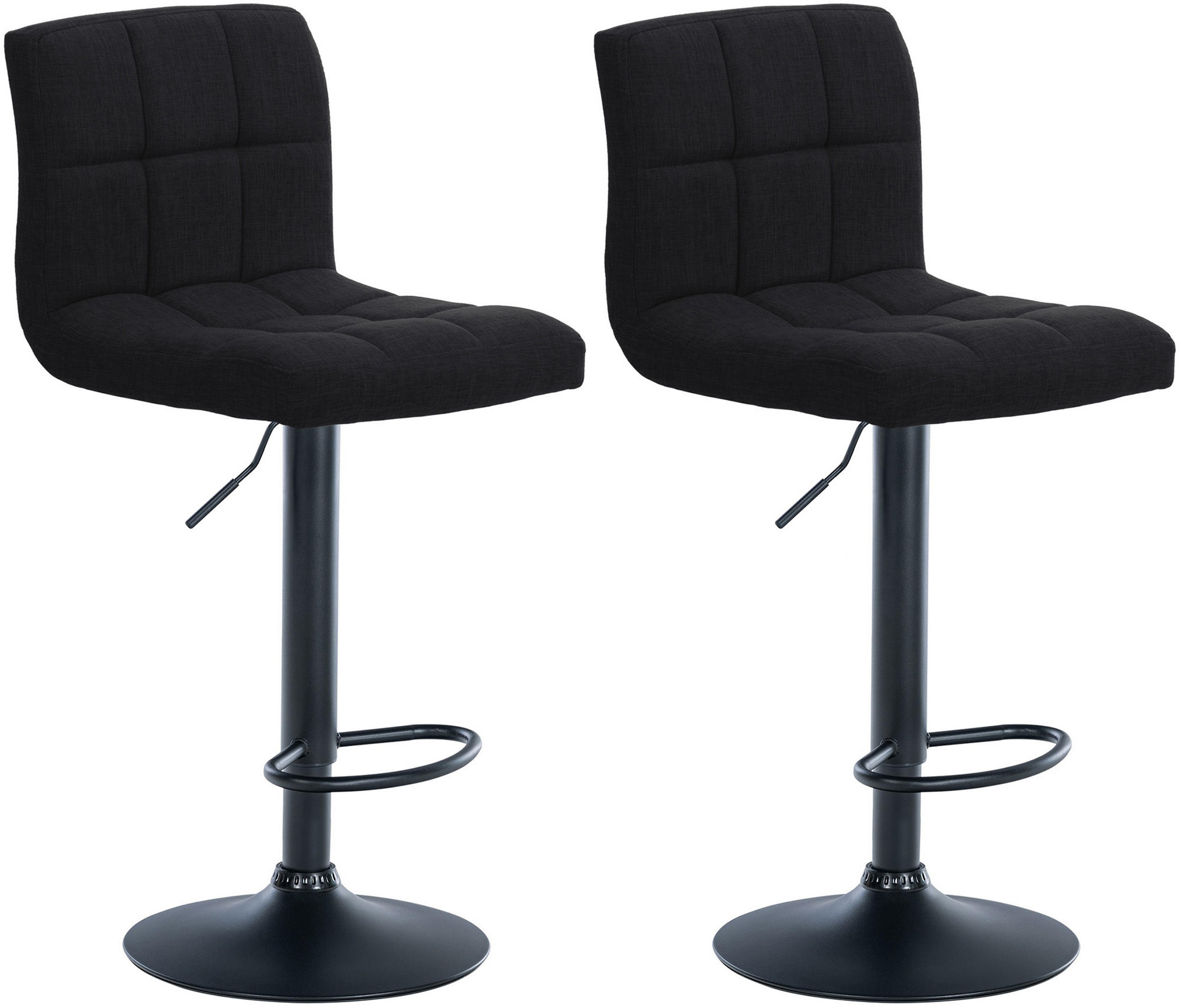 BARHOCKER 2er Set Cala Stoff schwarz schwarz - Schwarz, Textil/Metall (46/114/47cm) - TPFLiving