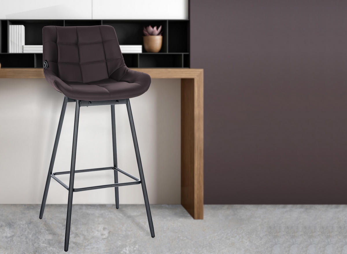 BARHOCKER Lederlook braun - Schwarz/Braun, Textil/Metall (49/105/56cm) - CLP