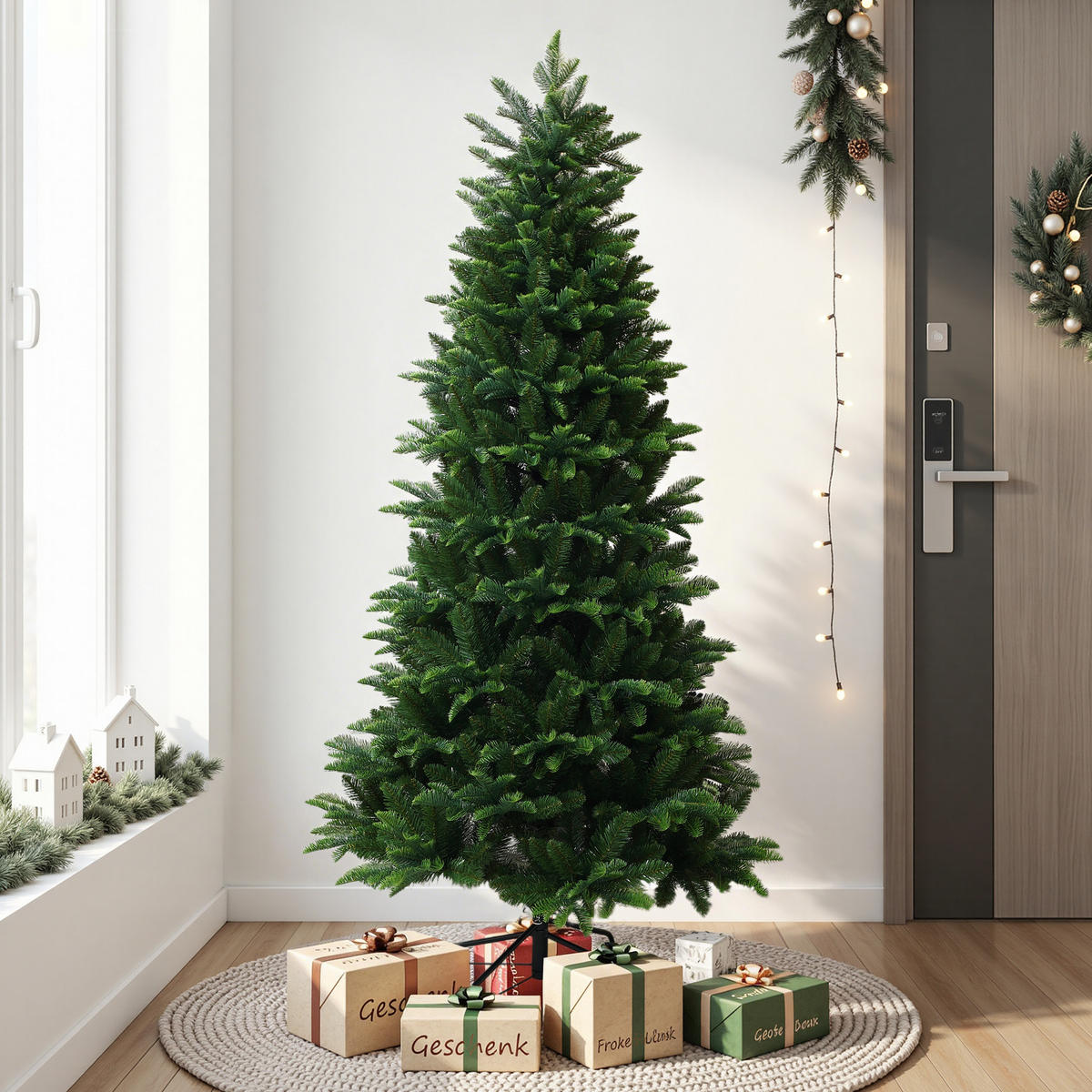 KÜNSTLICHER Weihnachtsbaum 185 cm, Tannen-Optik, 1499 PE/PVC-Spitzen - Grün, Kunststoff (92/185cm) - Hometopia