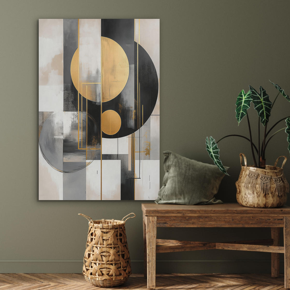 AKUSTIKPANEEL Abstrakt - Gold - Silber - Formen - Ästhetisch - Modern 70x100 cm - Goldfarben, Textil (70/0.9/100cm) - MuchoWow