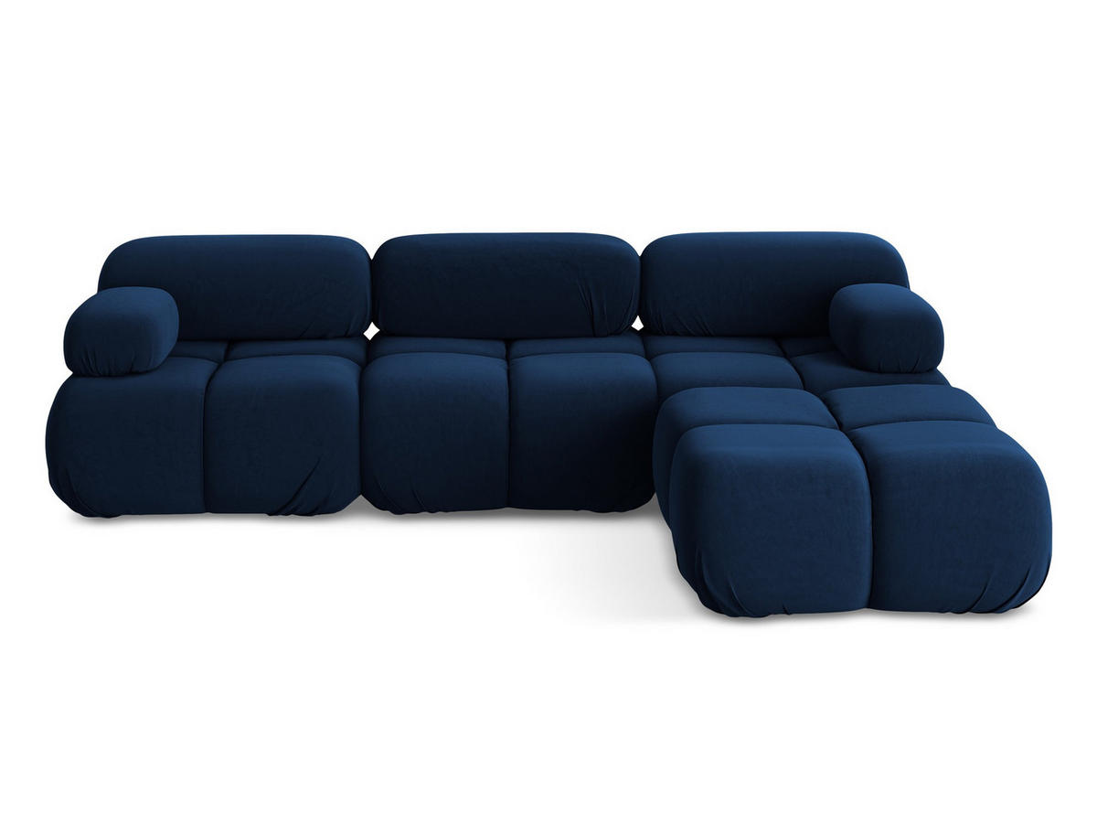 ECKSOFA Beidseitig Samt Stoff Blau - Blau/Schwarz, Kunststoff/Textil (285/191cm) - Makamii