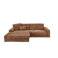 ECKSOFA LANA SOFA Braun Cord - Dunkelbraun/Schwarz, Textil (296/205cm) - KAWOLA