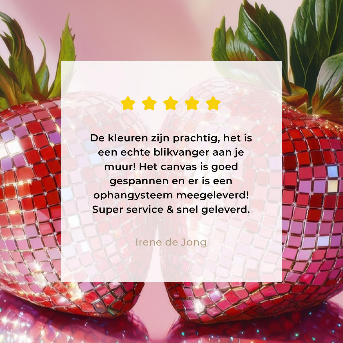 LEINWANDBILD Disco - Obst - Glitzer - Erdbeere 90x140 cm - Pink, Textil (90/140cm) - MuchoWow