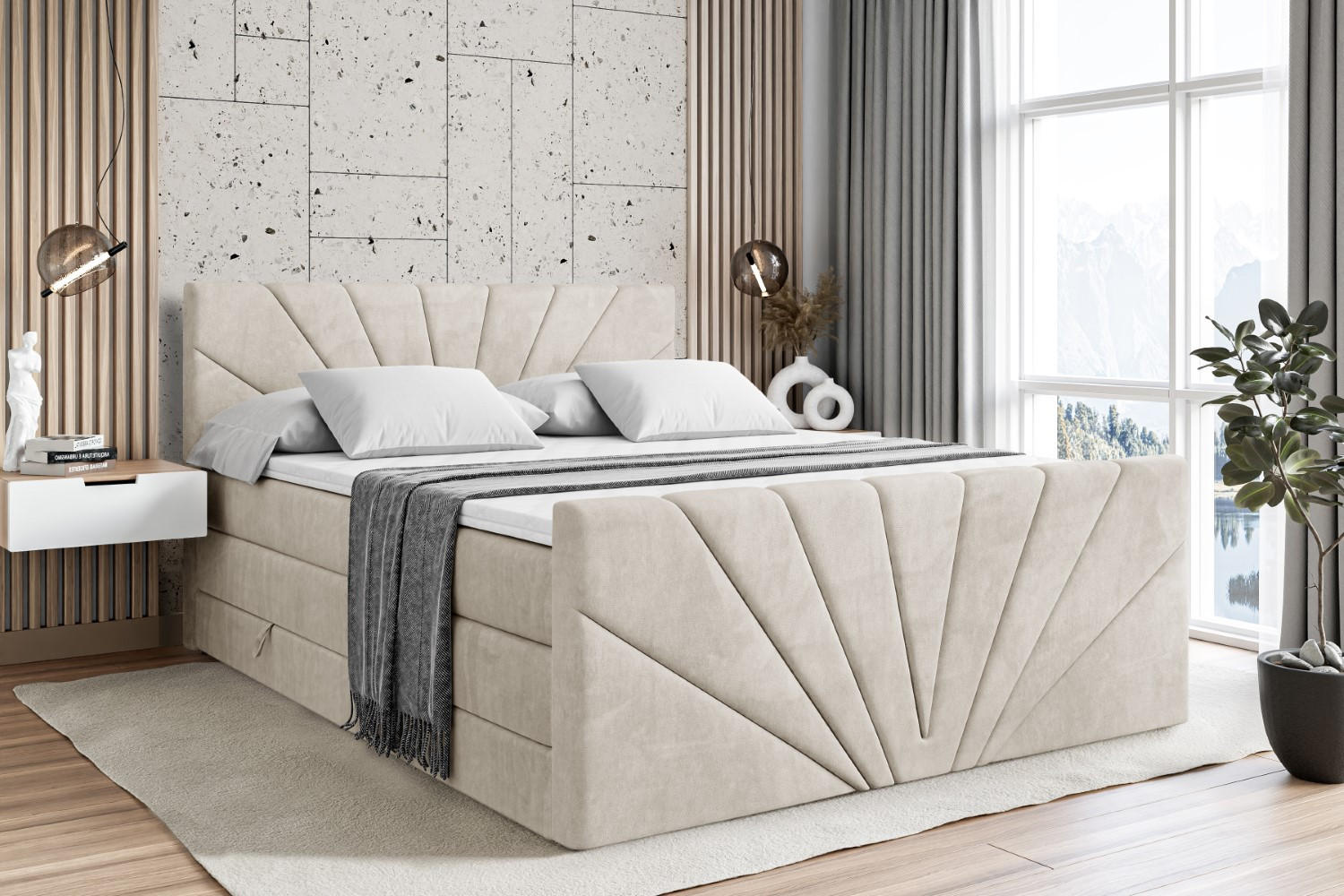 BOXSPRINGBETT MILTIO-Z KING - 120x200 - H3/H4 - Creme - Creme, Holzwerkstoff (120/200cm) - ALTDECOR