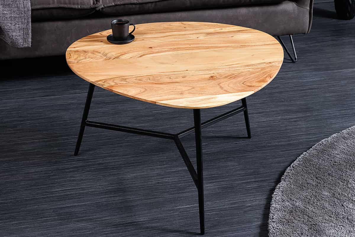 COUCHTISCH BEAUTY BY NATURE Akazie quadratisch Natur 70cm - Schwarz/Braun, Holz/Metall (70/70/42cm) - riess-ambiente