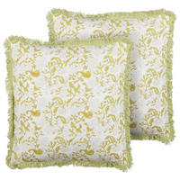DEKOKISSEN 2er-Set Hellgrün 45/45 cm Filix - Hellgrün, Naturmaterialen/Textil (45/45cm) - Beliani