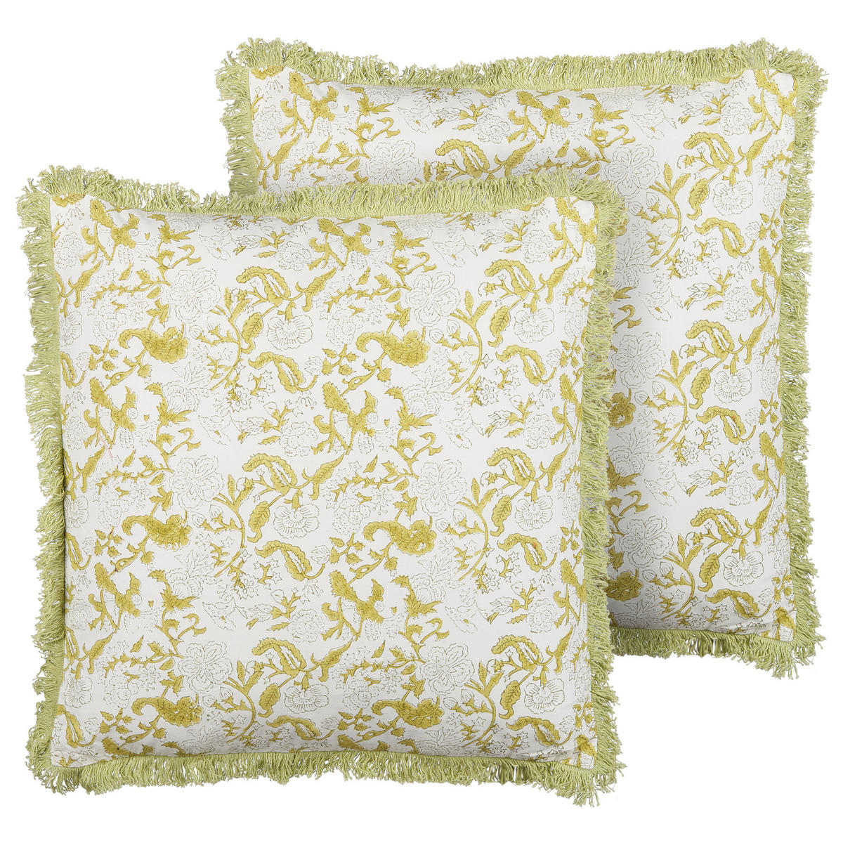 DEKOKISSEN 2er-Set Hellgrün 45/45 cm Filix - Hellgrün, Naturmaterialen/Textil (45/45cm) - Beliani