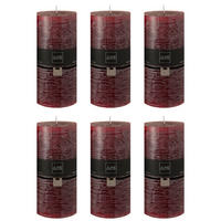 DUFTKERZE ZART - Kirschrot - XXL - 150 Std. - 6er set - Dunkelrot, Paraffin (10/20cm) - J-Line
