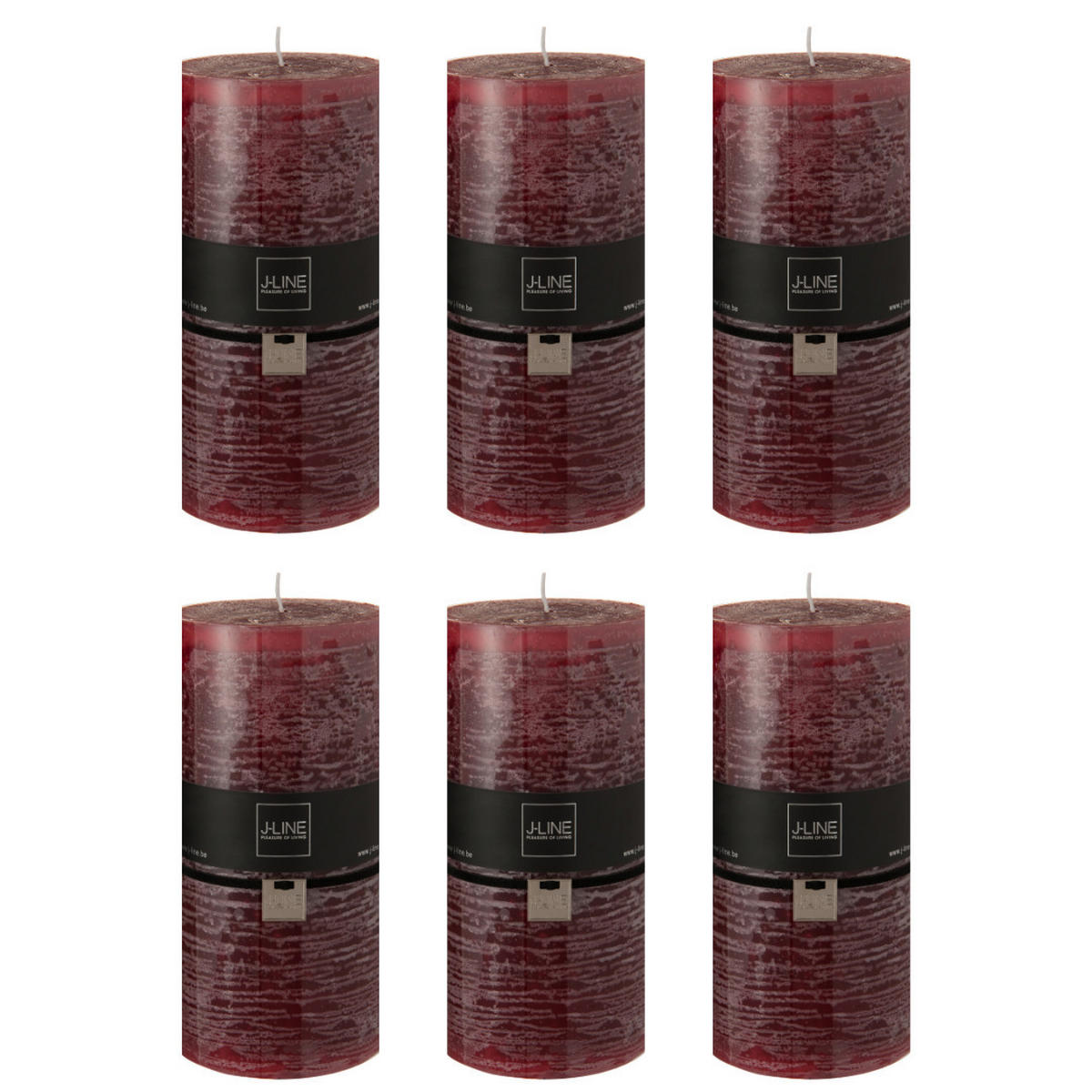 DUFTKERZE ZART - Kirschrot - XXL - 150 Std. - 6er set - Dunkelrot, Paraffin (10/20cm) - J-Line