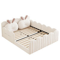 POLSTERBETT 140/200 cm DE-03387, mit Kaninchenkissen, in Beige - Beige, Holzwerkstoff (140/200cm) - ComfortXL