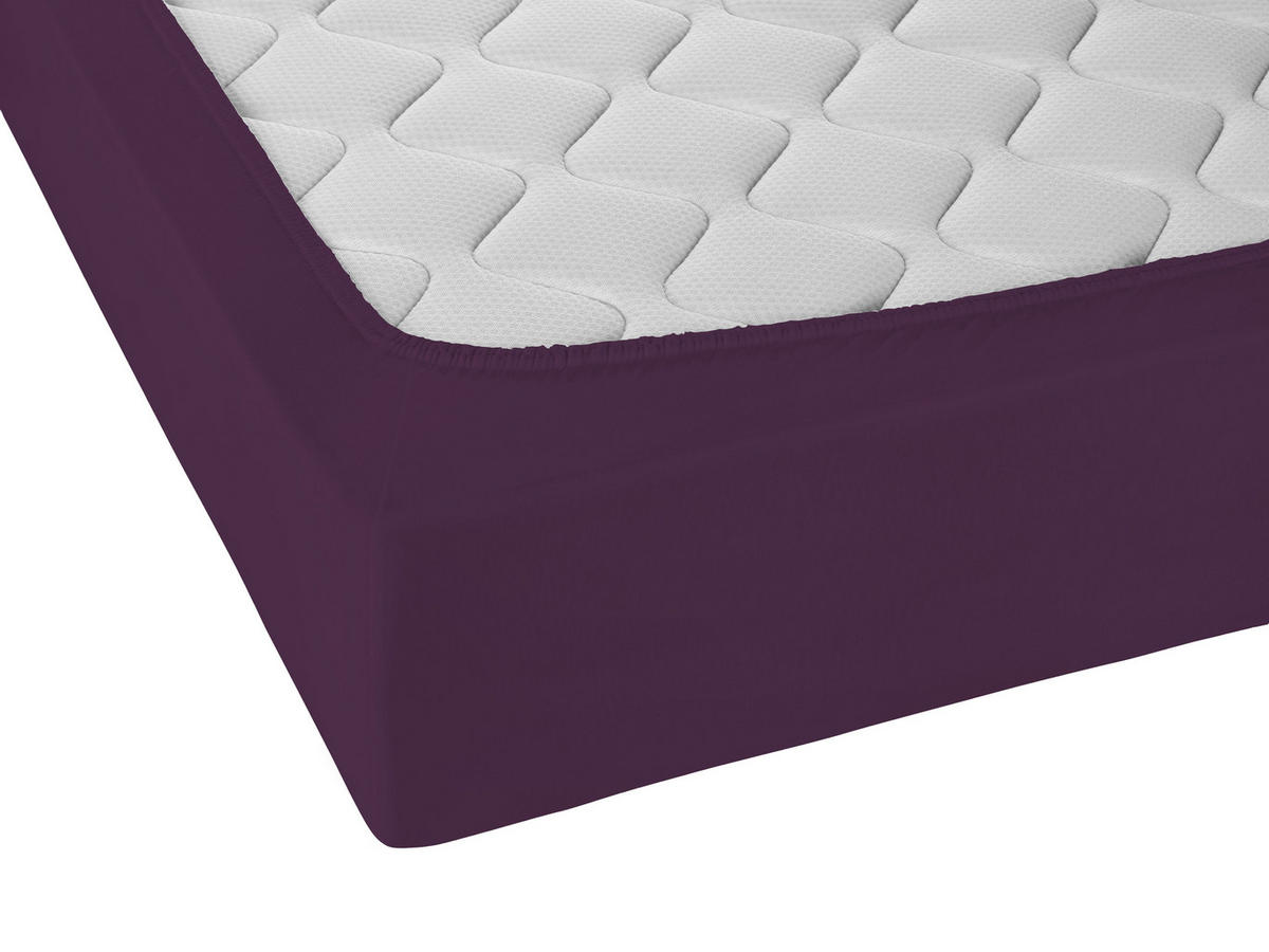 SPANNBETTTUCH Jersey dunkel violett, 120x200 cm - 130x220 cm - Violett, Textil (130/220cm) - biberna