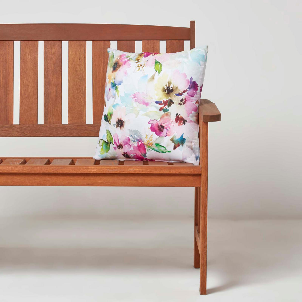 OUTDOOR-KISSEN 2er-Set 45/45 cm – Aquarell-Blumen - Multicolor, Textil (45/45cm) - Homescapes