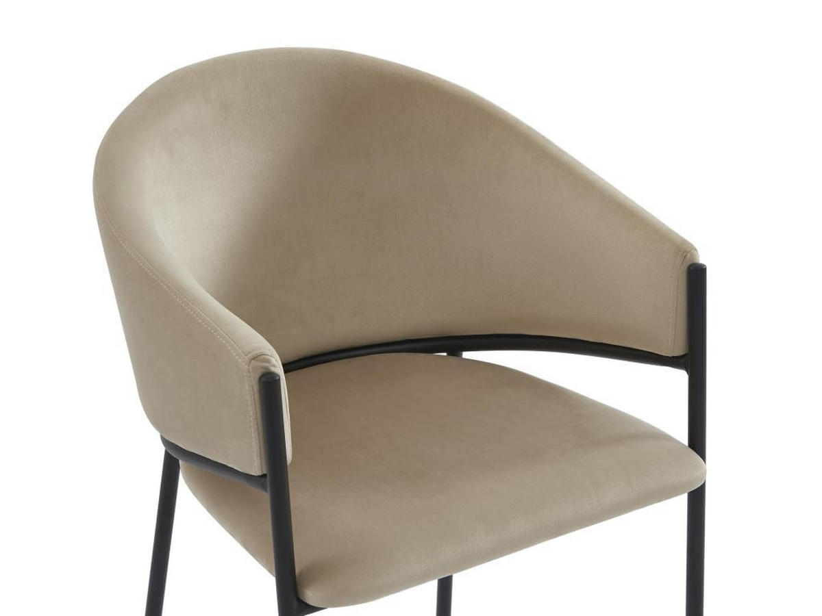 STUHL mit Armlehnen 2er-Set - Samt & Schwarzes Metall - Beige - ORDIDA - Beige, Textil (61/80/53cm) - Pascal Morabito