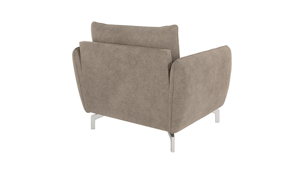 SESSEL Elou Dunkelbeige Microfaser - Chromfarben/Beige, Holz/Textil (103/87/92cm) - S-Style Möbel