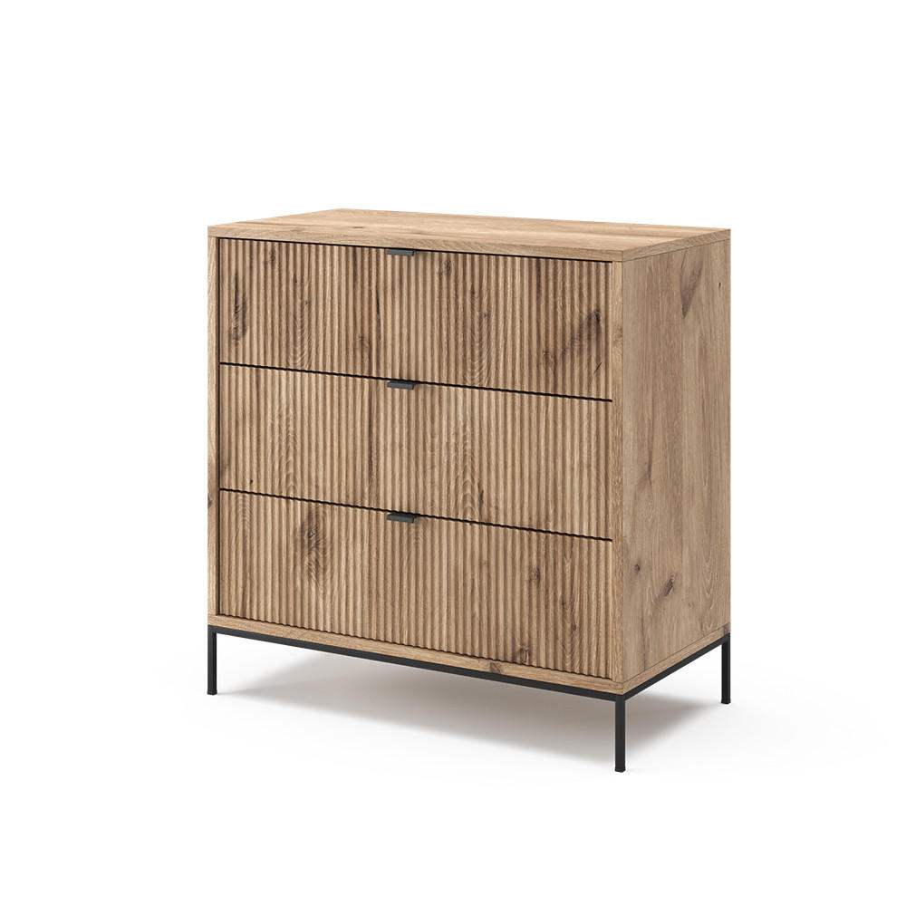 KOMMODE Eliza Viking Oak 80 x 81.2 cm mit 3 Schubladen - Eiche Wotan, Holzwerkstoff (42/81.2/80cm) - Vicco