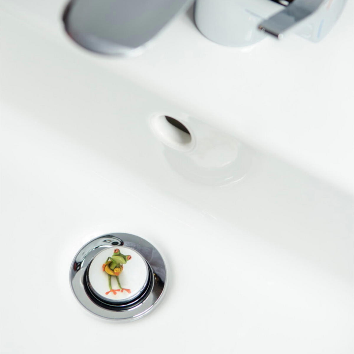 WASCHBECKENSTÖPSEL Froggy - Grün, Kunststoff/Metall (4/7/7cm) - Sanilo