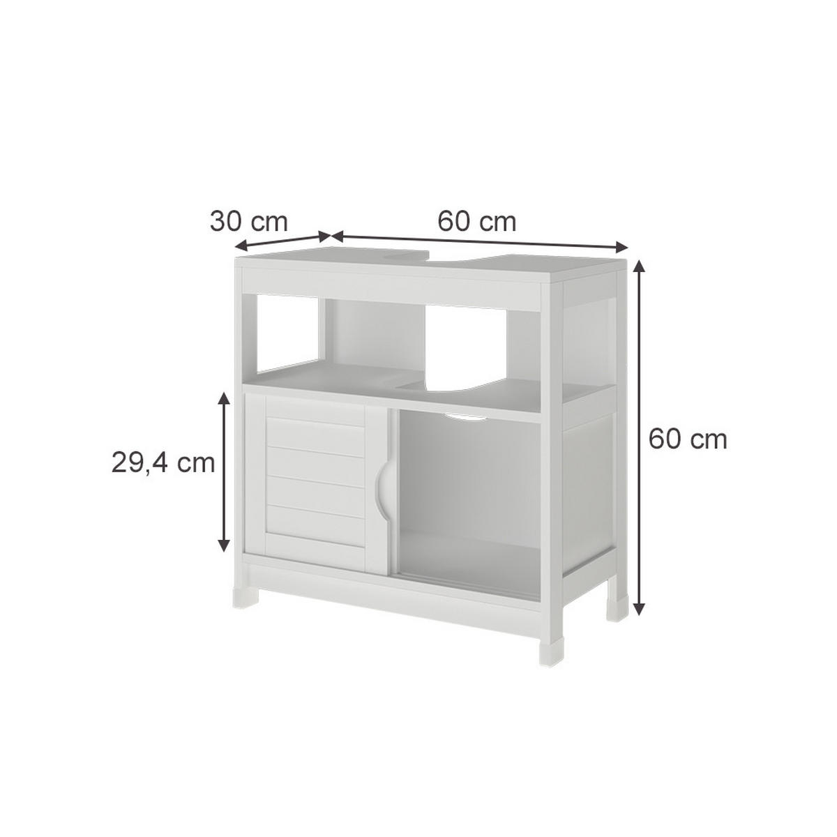 WASCHBECKENUNTERSCHRANK Vilda Weiß 60 x 60 cm - Weiß, Holzwerkstoff (60/60/30cm) - Vicco