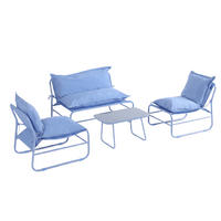 GARTENSET Blau 45/79/44 cm 4er-Set - Blau, Metall - Mobili Rebecca