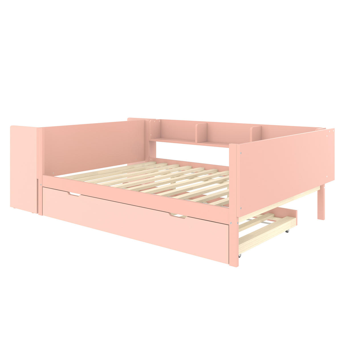 KINDERBETT 140/200 cm mit Schreibtisch und 2 Schubladen in Weiß - Rosa, Holz (140/200cm) - OKWISH