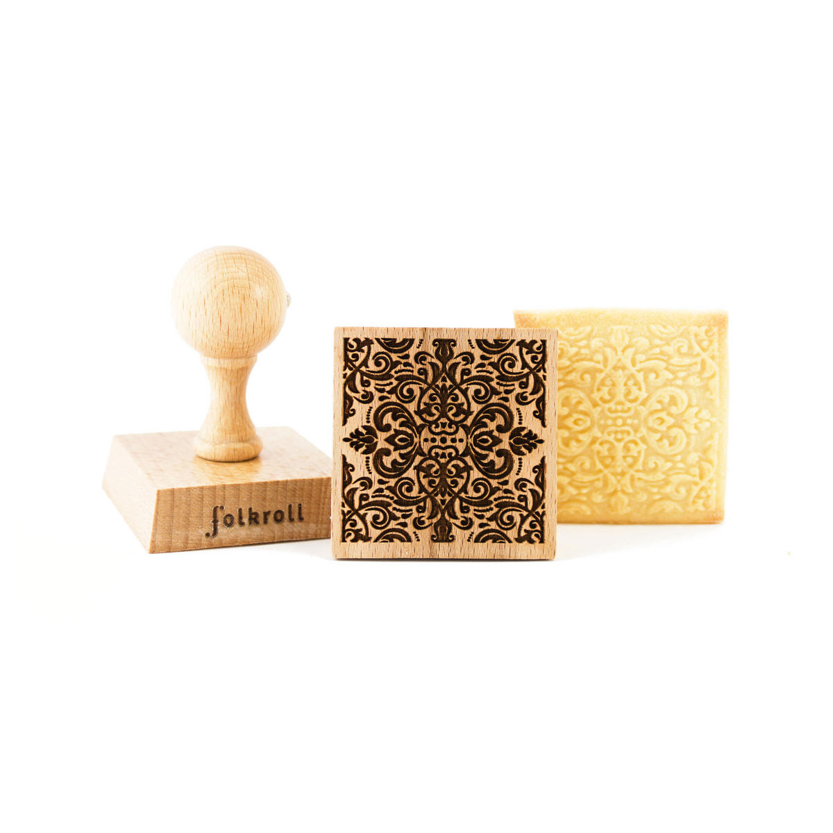 KEKSSTEMPEL Damast, 55x55 mm, Buchenholz - Braun, Holz (5/7/5cm) - Folkroll