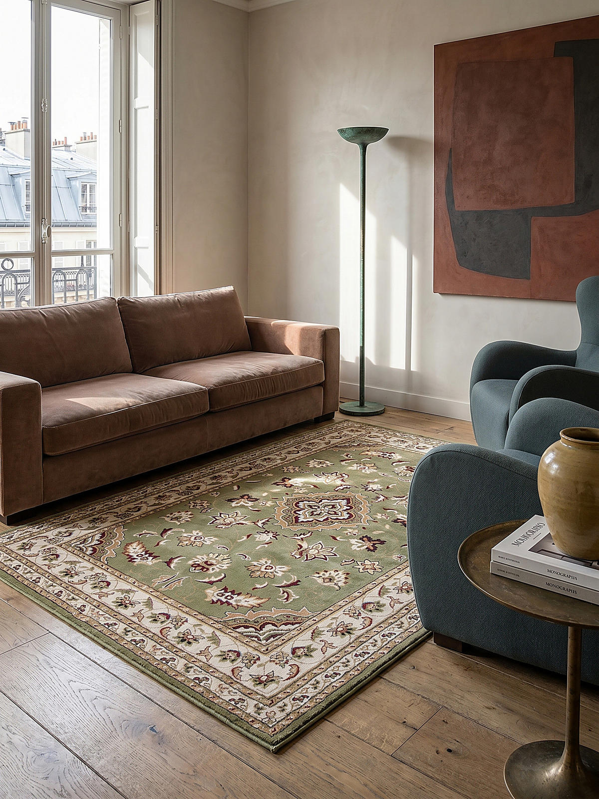 TEPPICH GLAZERT, klassisch-floral, Grün, 200 x 290 cm - Grün, Textil (200/290cm) - KADIMA DESIGN