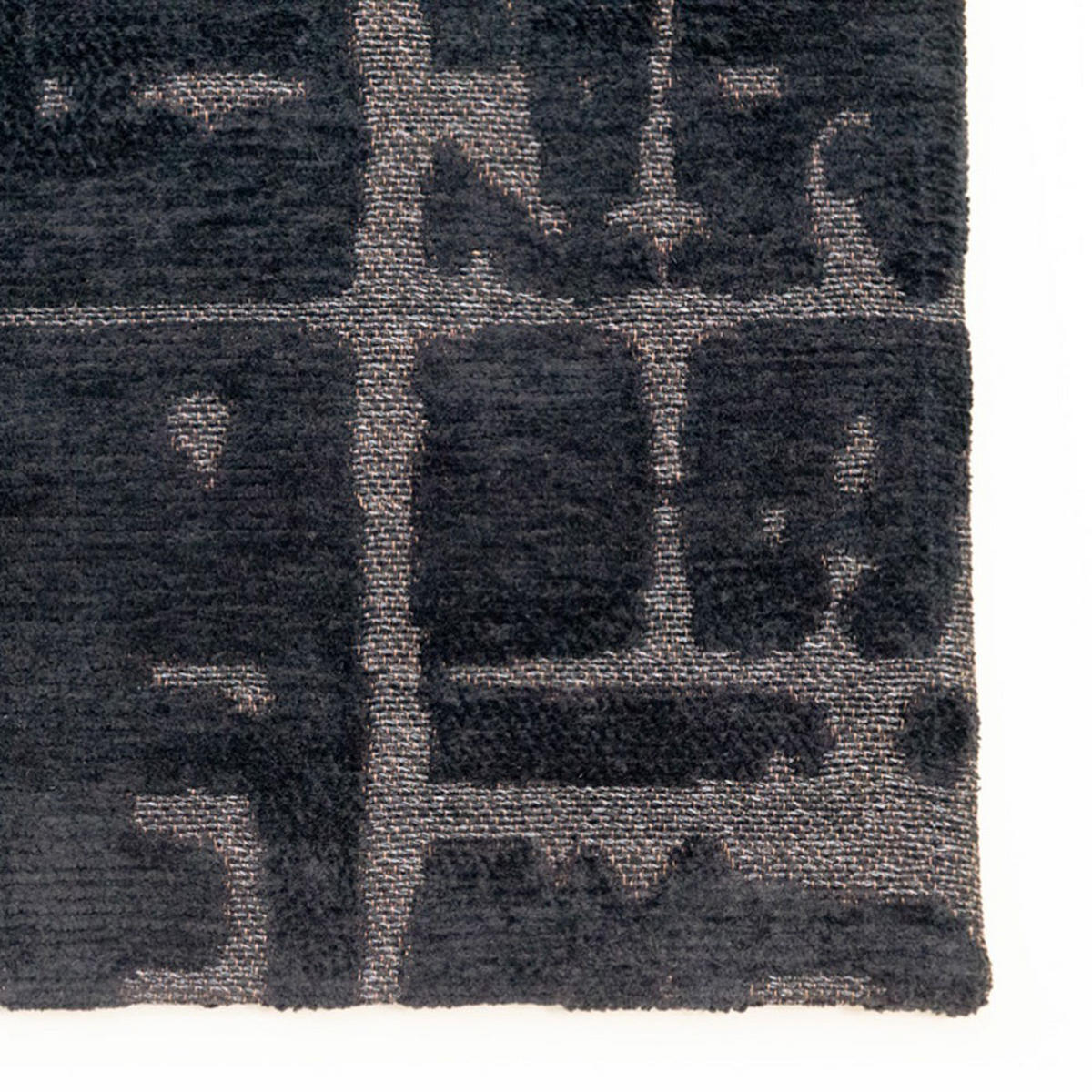 TEPPICH Black Water Structures Baobab 80/250 cm - Schwarz, Textil (80/250cm) - Louis De Poortere