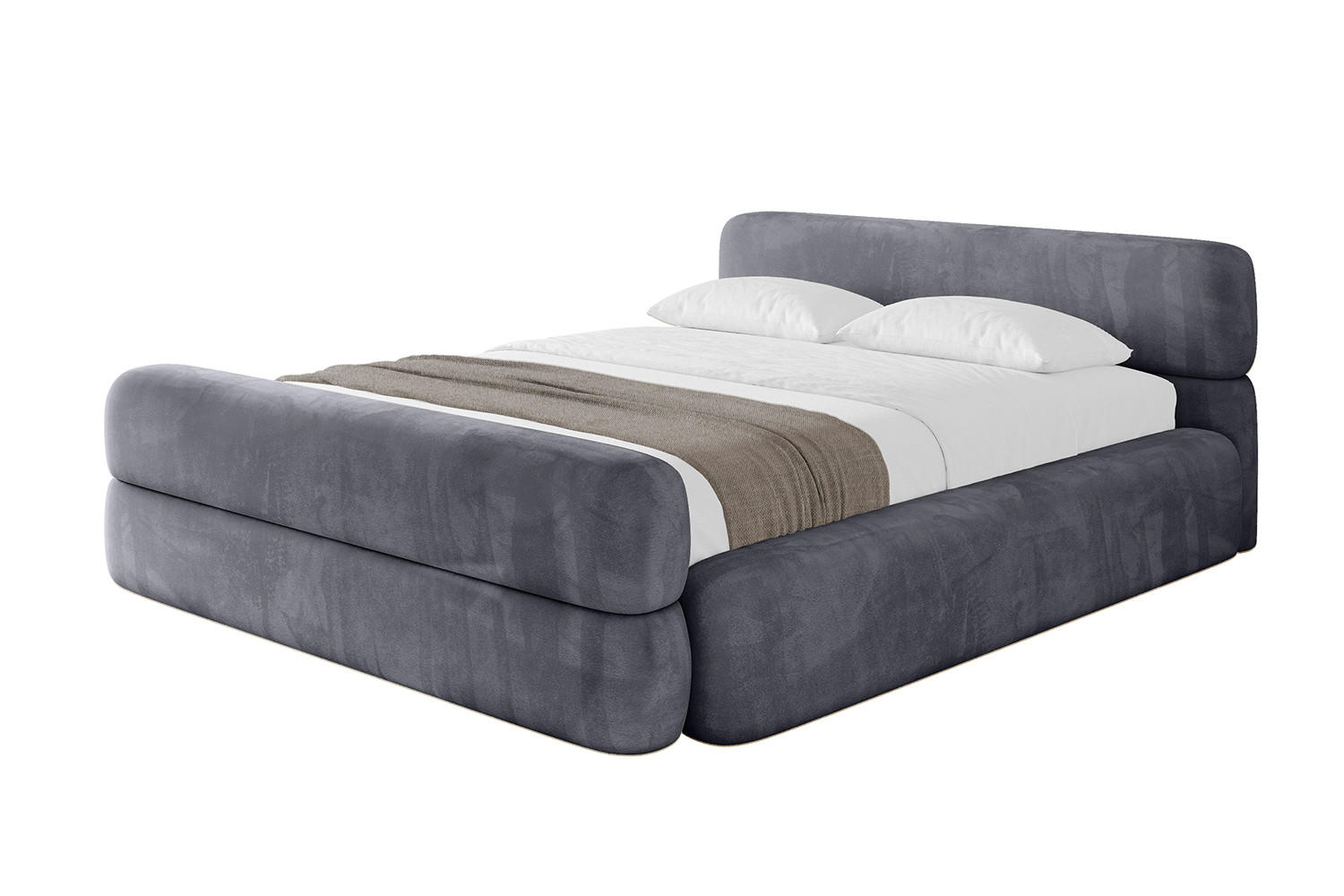 POLSTERBETT mit Bettkasten, Fußteil und Lattenrost, Boxbett ohne Matratze - ENORA-Z-V1 160x200 Dunkelgrau - Dunkelgrau, Holzwerkstoff/Textil (160/200cm) - ALTDECOR