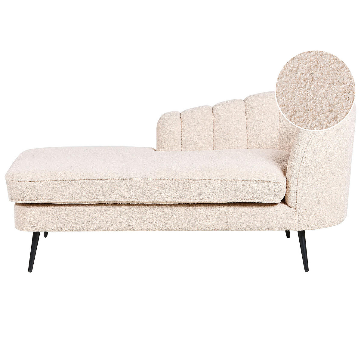 CHAISELONGUE Bouclé hellbeige rechtsseitig Allier - Beige/Schwarz, Textil (150/75/76cm) - Beliani