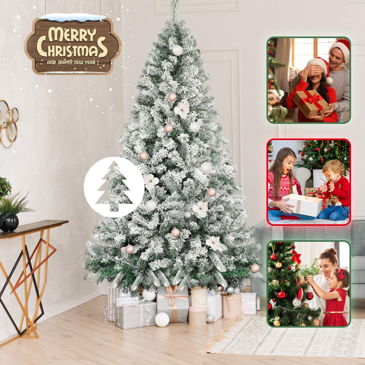 WEIHNACHTSBAUM Kaelthir 100/100/210 cm - Grün, Kunststoff (210cm) - ZMH