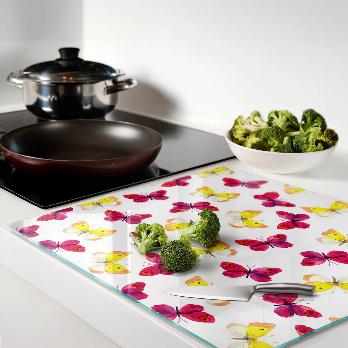 GLASPLATTE 60x52 cm Schmetterlingsblume - Orange/Braun, Glas (60/0.4/52cm) - TULUP