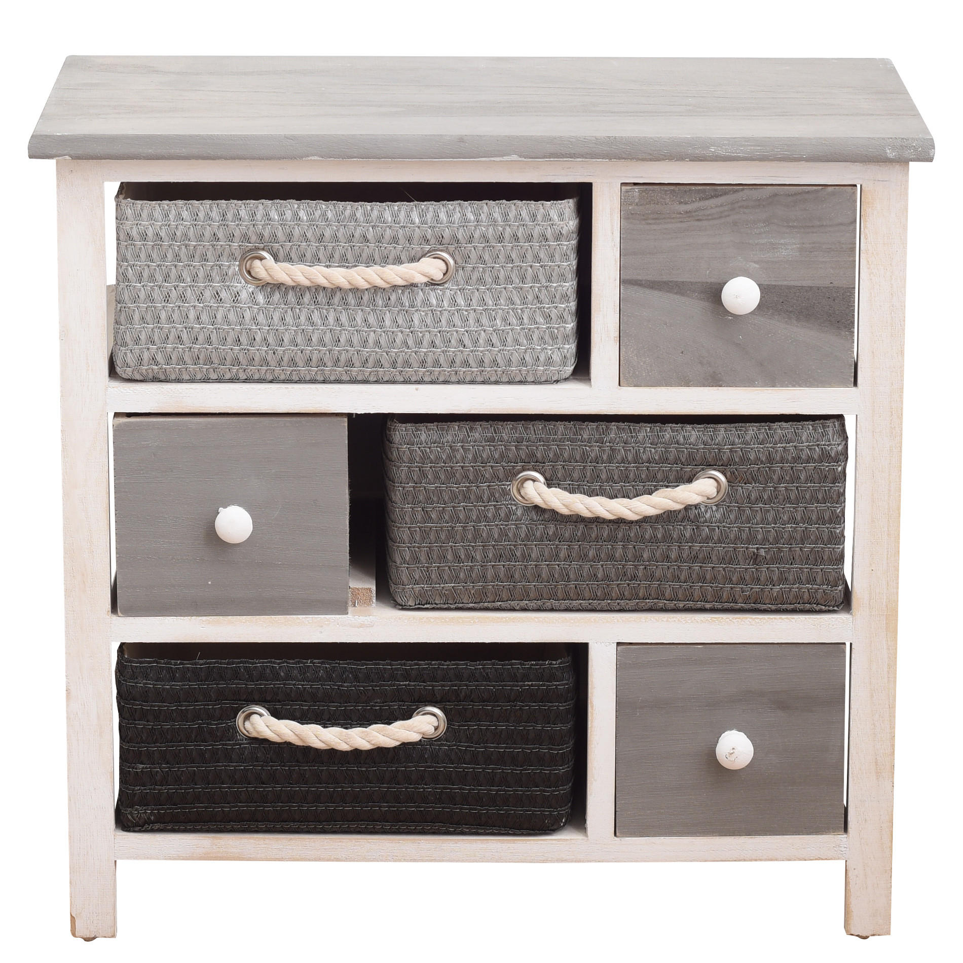 Mobili Rebecca Kommode Grau 27x53x56 cm