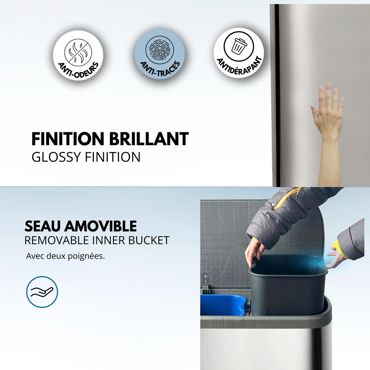 ABFALLEIMER EMPIRE silber - Silberfarben, Metall (42/67.5/56cm) - Kitchen Move