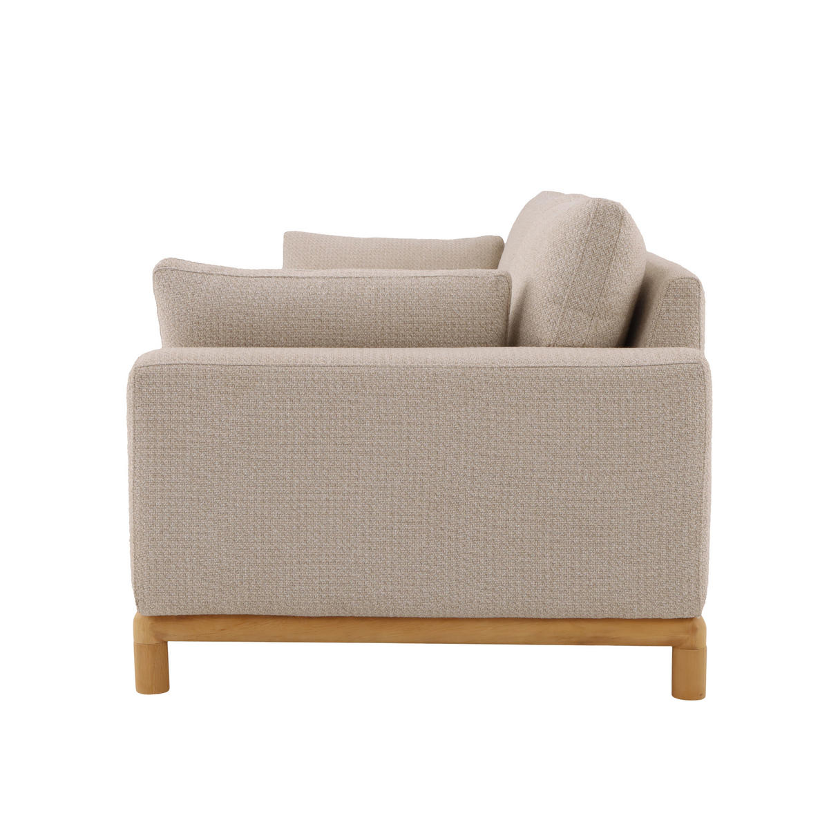 SOFA Celeste, 3-Sitzer, Natur Massiveiche + beiger Stoff - Beige, Holz (250/87/102cm) - WOODEK