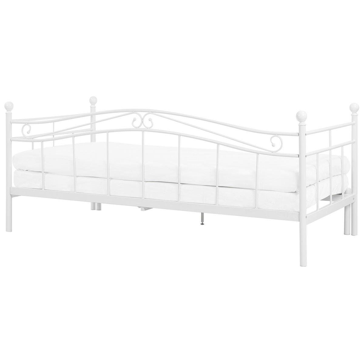 AUSZIEHBETT 80x200 cm Weiß Tulle - Weiß, Metall (80/200cm) - Beliani