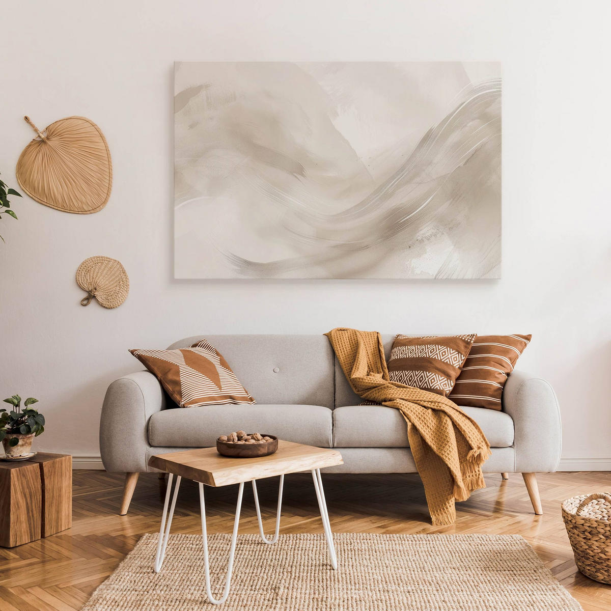 LEINWANDBILD Abstraktion Moderne Kunst für Wohnzimmer 40/30 cm - Beige/Braun, Textil (40/30cm) - Muralo