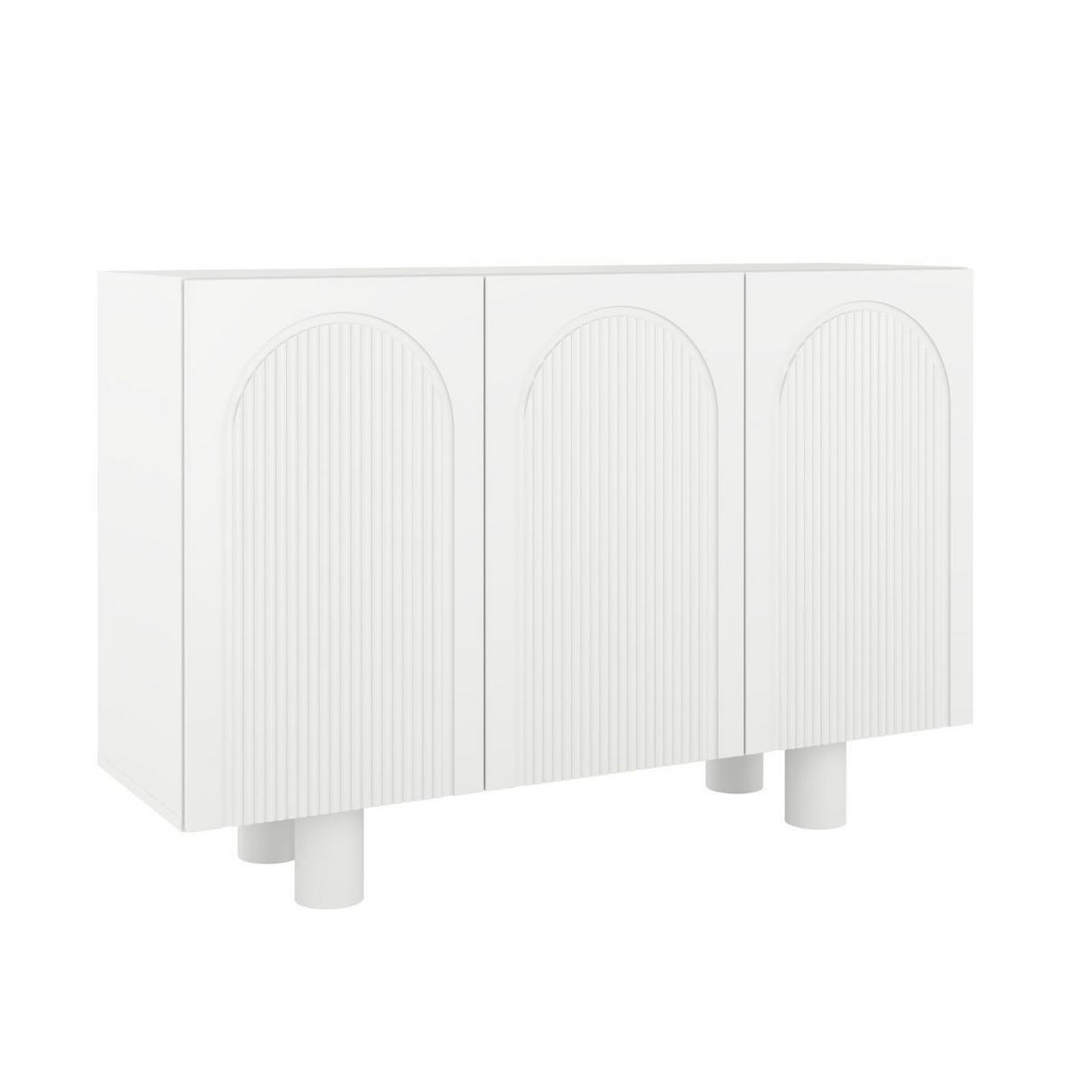 SIDEBOARD Rita, Mit Gefrästen Fronten, 130 cm, Weiß - Weiß, Holz/Holzwerkstoff (135.7/90.6/41.9cm) - Skandica