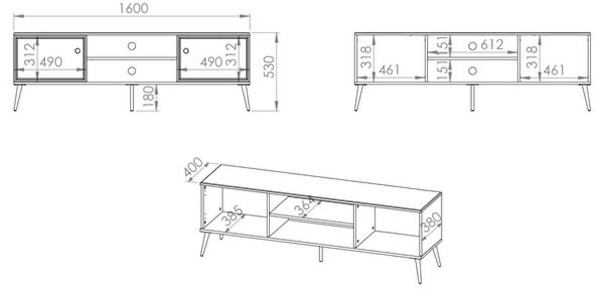 WOHNZIMMER-SET Goldin 4-teilig - Weiß Hochglanz/Weiß, Holz/Holzwerkstoff (335/190/40cm) - Feldmann-Wohnen