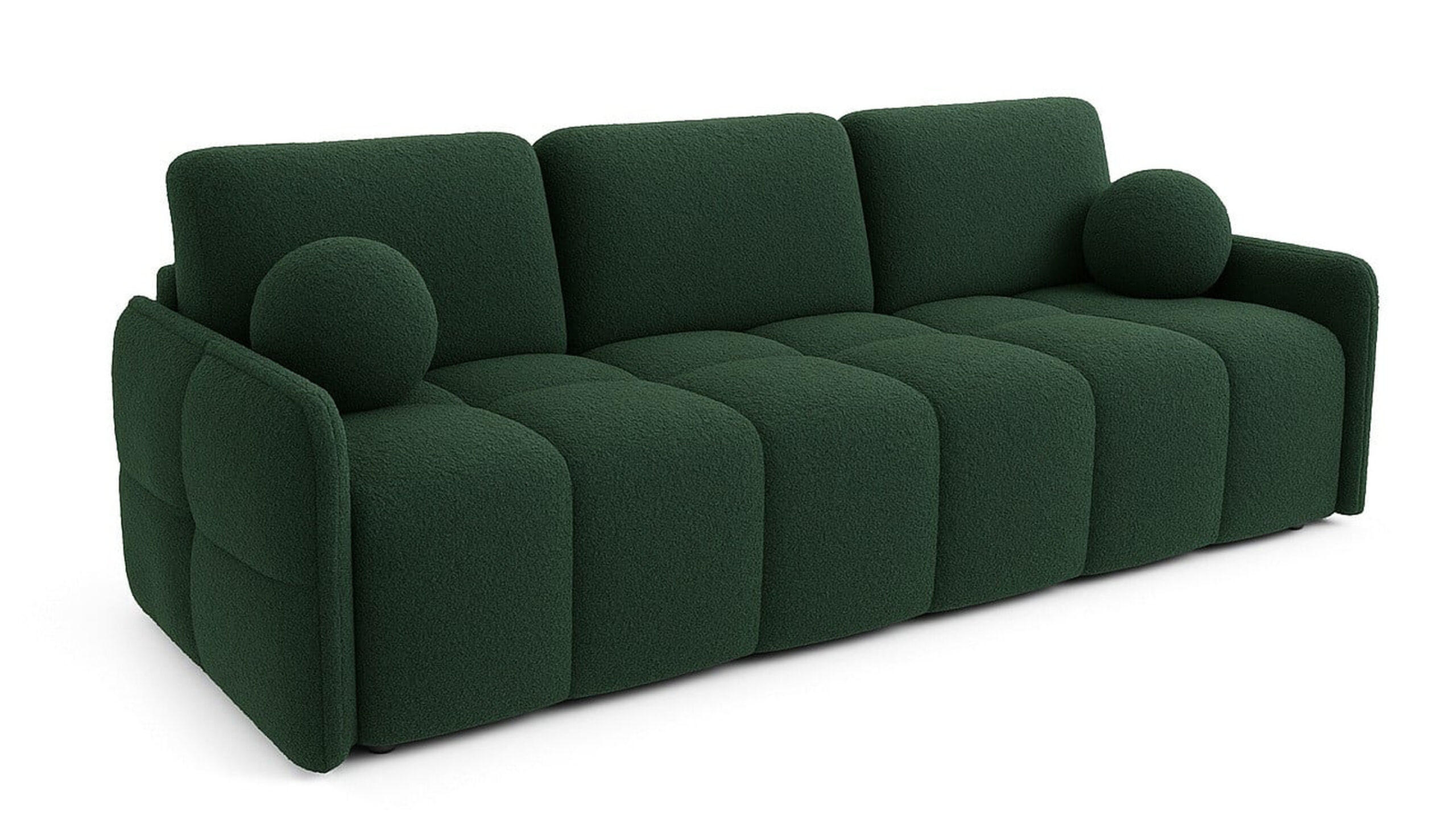SCHLAFSOFA EMILI, Sofa mit Schlaffunktion und Bettkasten, Farbe: Grün, Bouclé-Stoff - Grün, Textil (212/95/90cm) - Sepro Meble