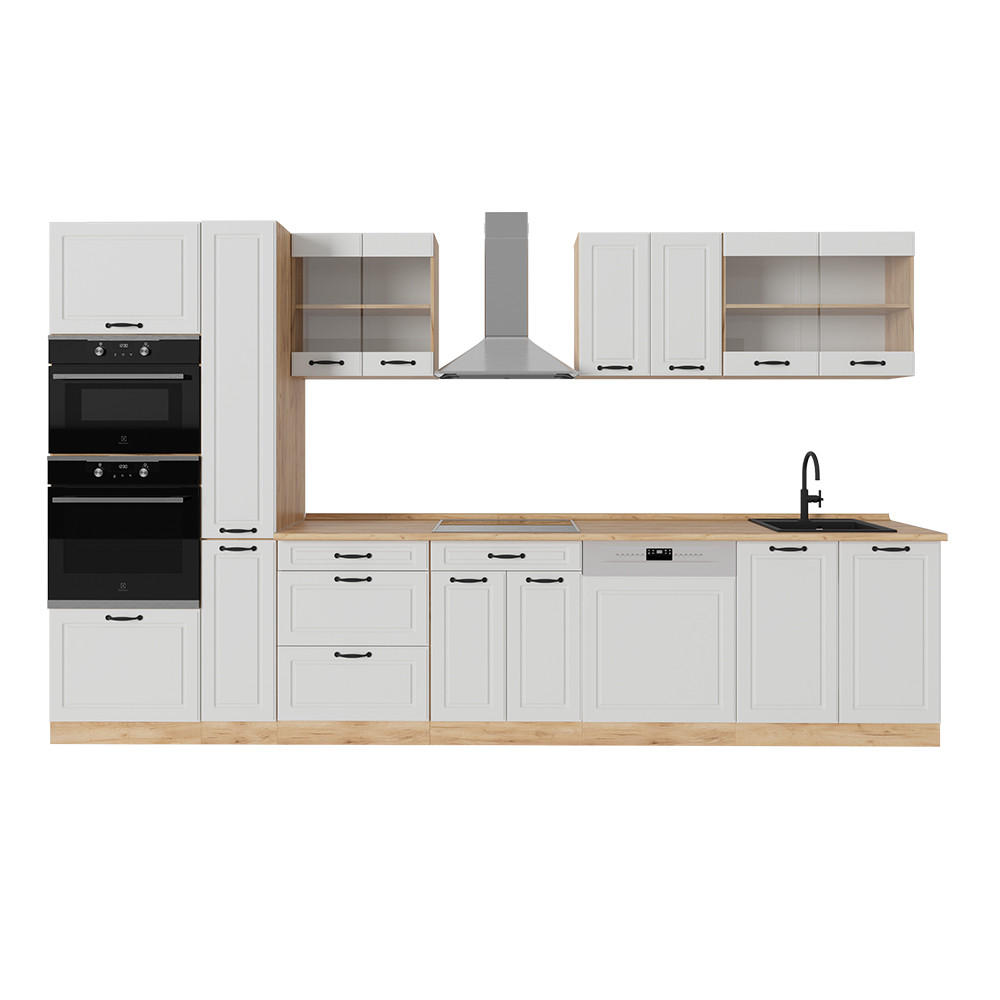 Vicco KOMPLETNÍ KUCHYNĚ R-Line Bílý venkovský dům/zlatý dub 350 cm , PD Dub
