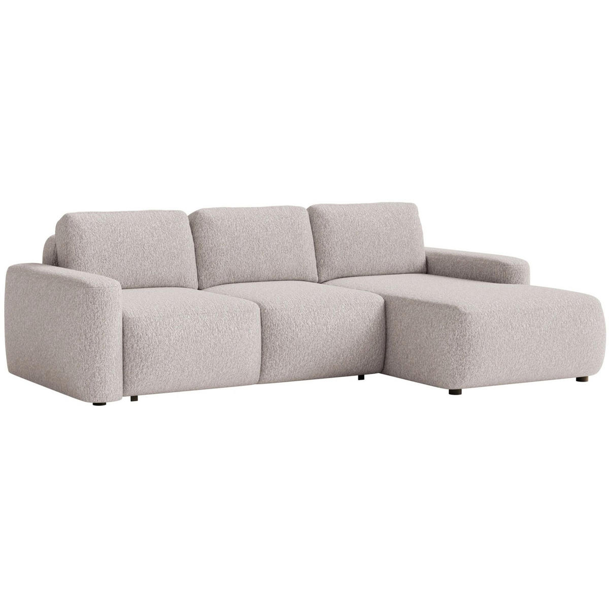 ECKSOFA Carnos Mini Beige Chenille - Beige/Schwarz, Kunststoff/Textil (164/238cm) - Selsey